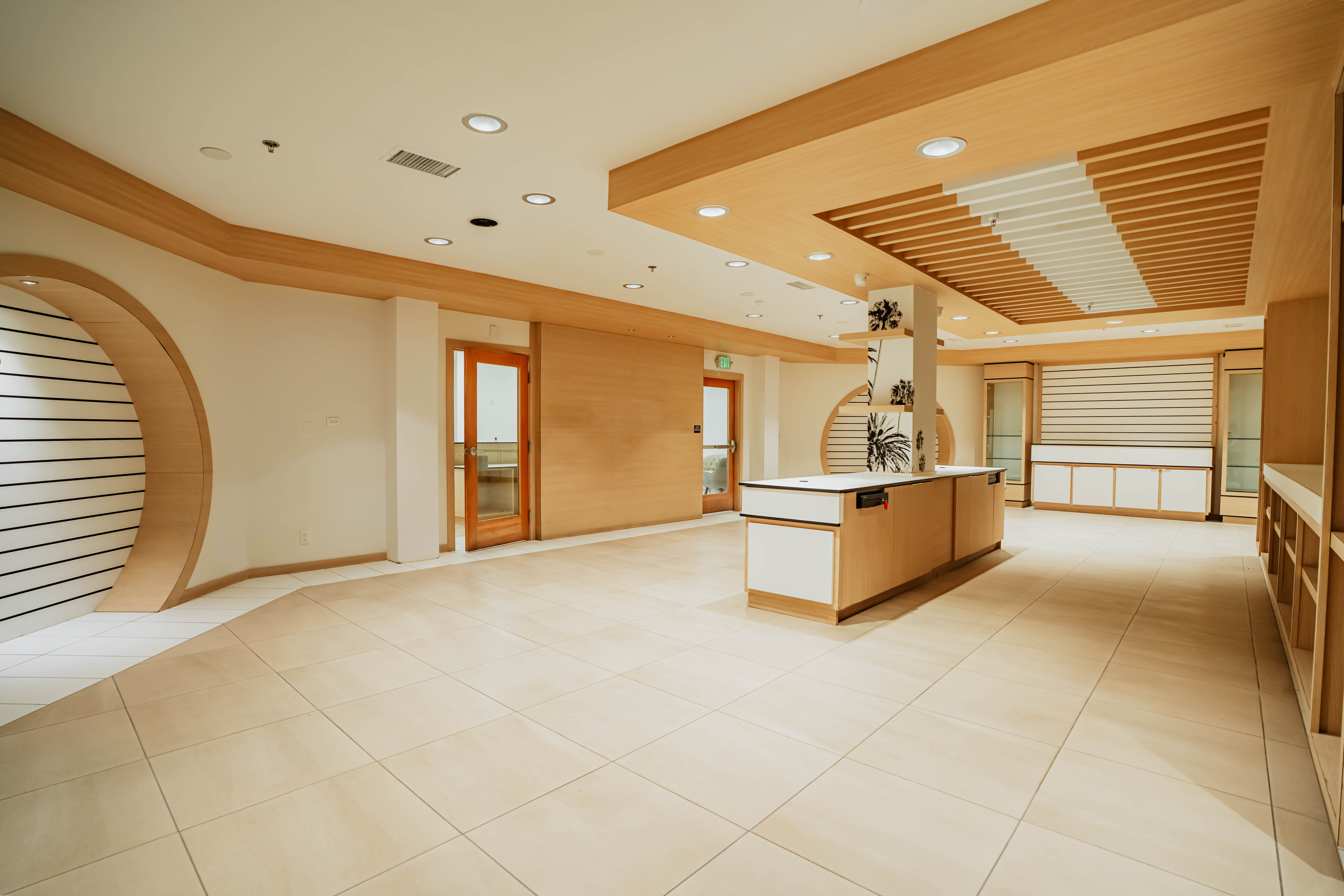 Wide angle view of full retail space